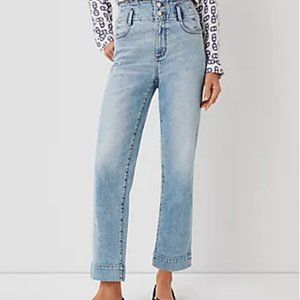 Ann Taylor Petite Quarter Pocket High Rise Straight Jeans In Classic